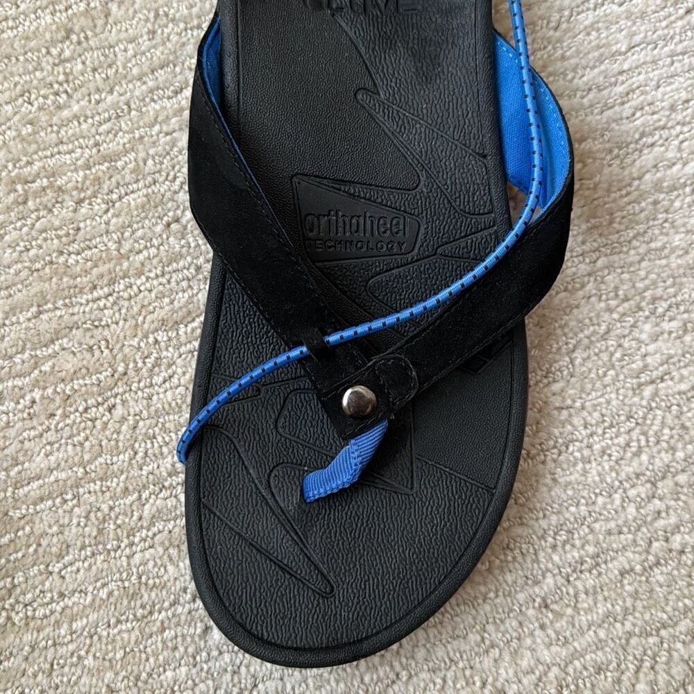 Vionics Women’s Cascade  Sandals With Orthaheel Technology, Black With Blue Trim - Picture 3 of 7